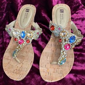 White Mountain jeweled sandals